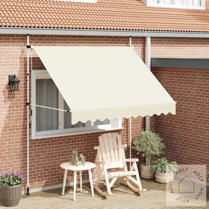 Manuell Uttrekkbar Markise 250 Cm Kremhvit