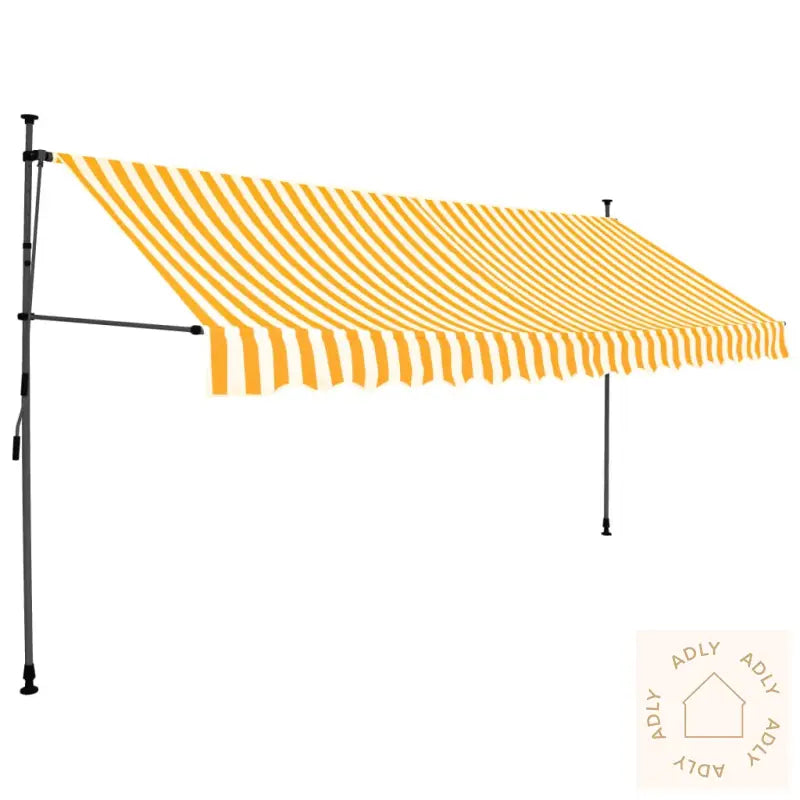 Manuell Uttrekkbar Markise Med Led 400 Cm Hvit Og Oransje