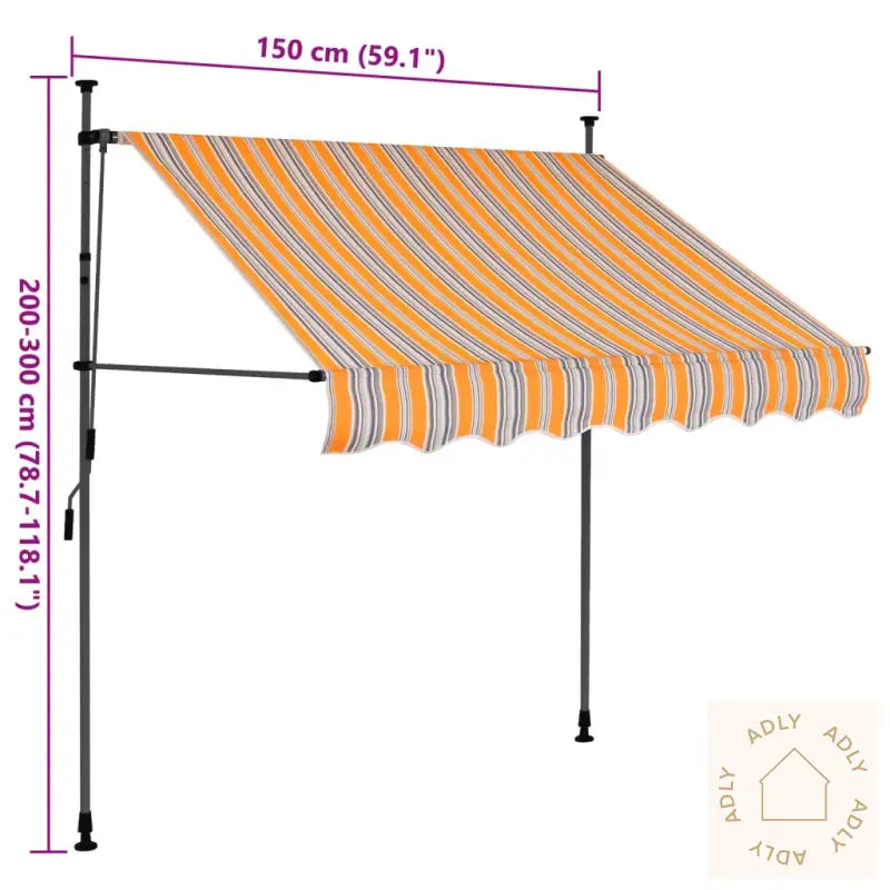 Manuell Uttrekkbar Markise Med Led 150 Cm Gul Og Blå