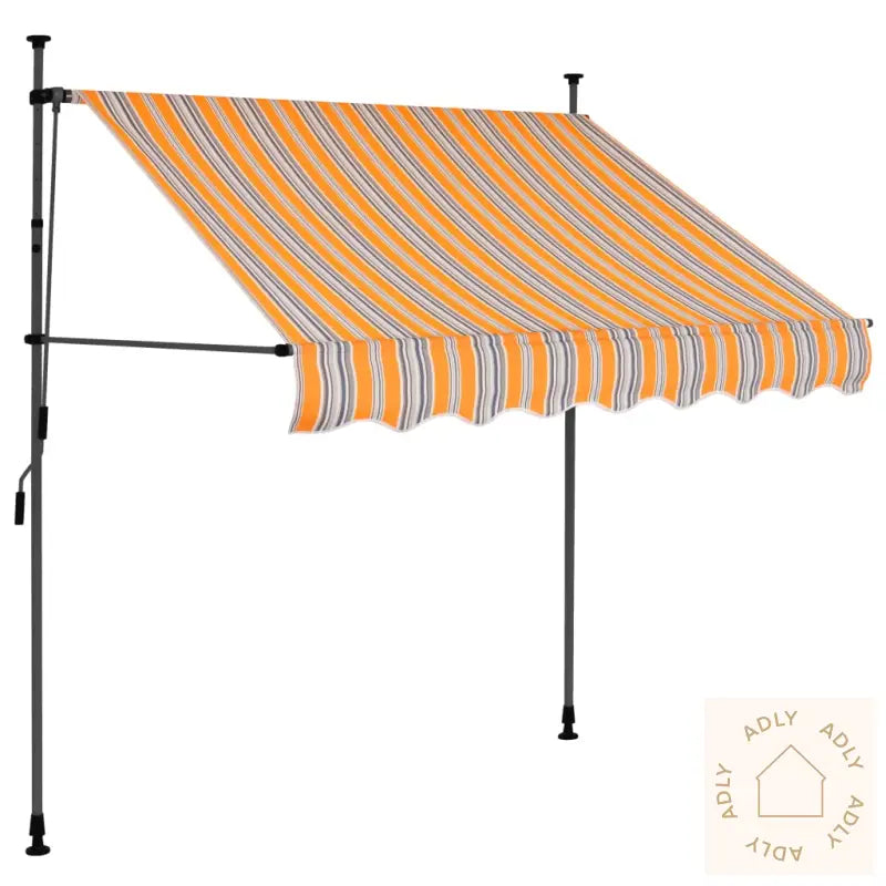 Manuell Uttrekkbar Markise Med Led 150 Cm Gul Og Blå