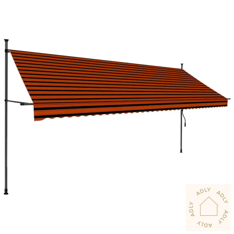 Manuell Uttrekkbar Markise Med Led 400 Cm Oransje Og Brun