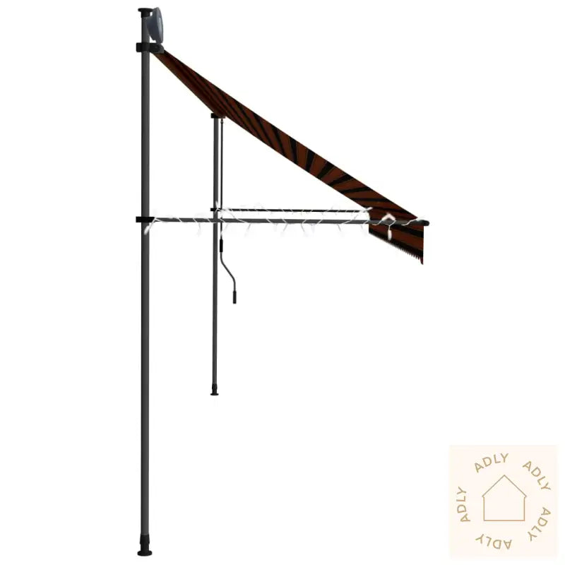 Manuell Uttrekkbar Markise Med Led 400 Cm Oransje Og Brun