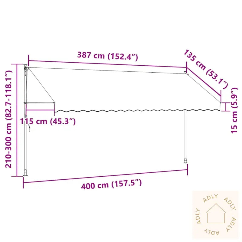 Manuell Uttrekkbar Markise Med Led 400 Cm Oransje Og Brun