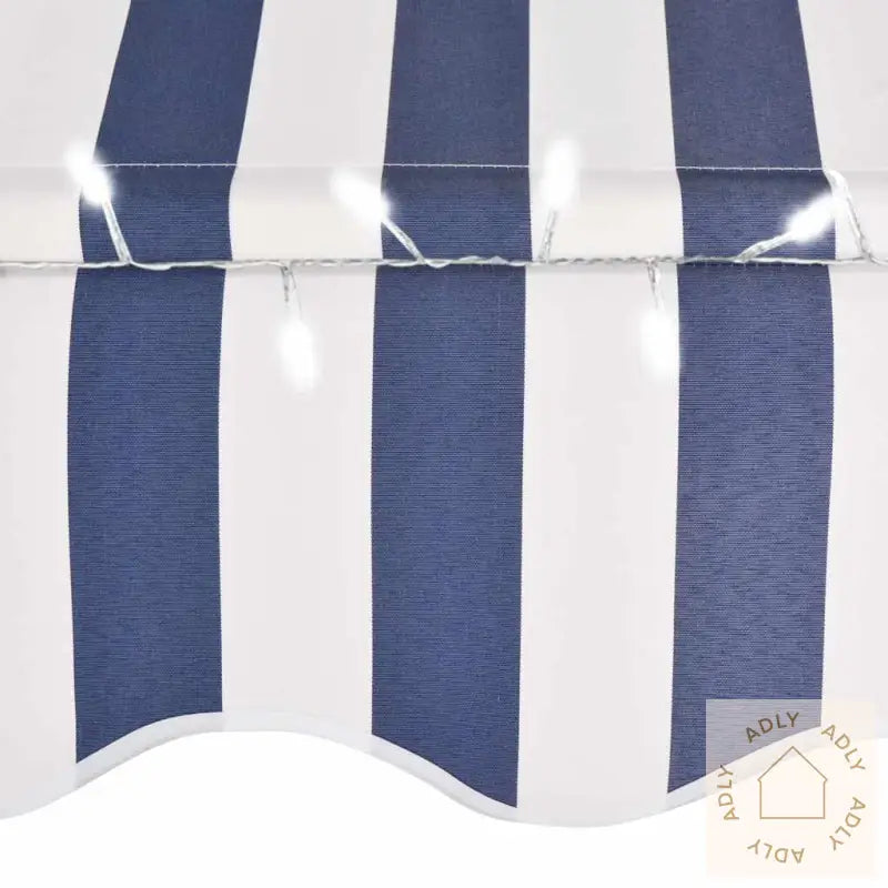 Manuell Uttrekkbar Markise Med Led 100 Cm Blå Og Hvit