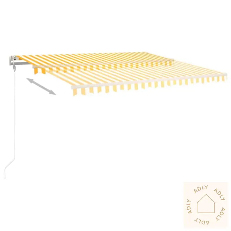 Manuell Uttrekkbar Markise Med Stolper 4,5X3 M Gul Og Hvit