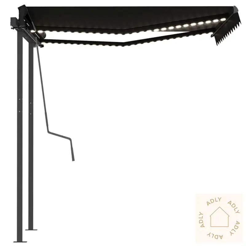 Manuell Uttrekkbar Markise Med Led 3X2,5 M Antrasitt