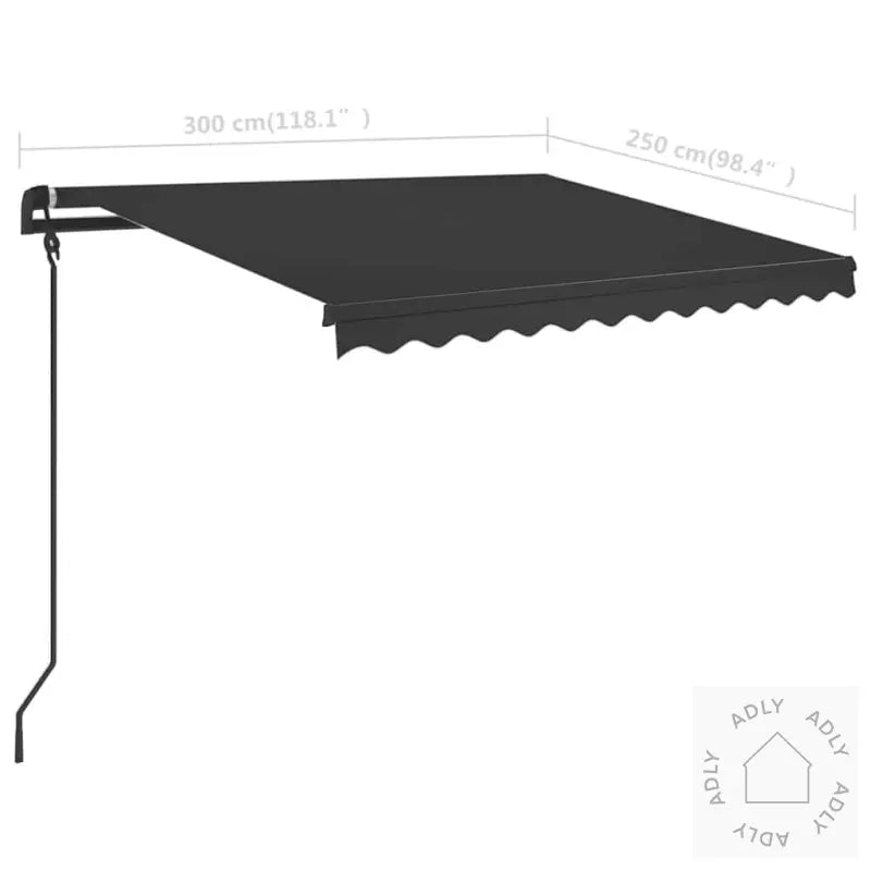 Manuell Uttrekkbar Markise Med Led 3X2,5 M Antrasitt