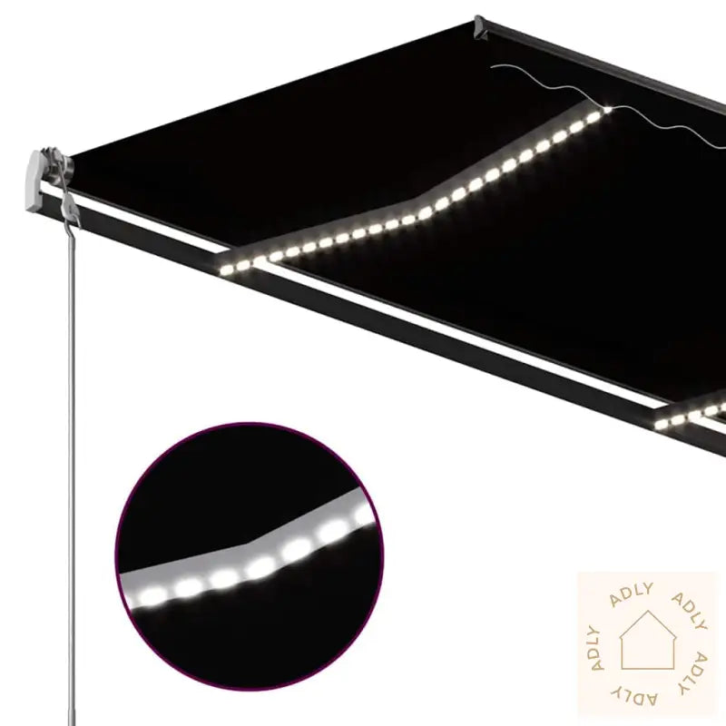 Manuell Uttrekkbar Markise Med Led 3X2,5 M Antrasitt