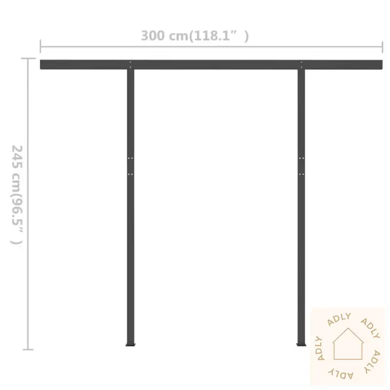 Manuell Uttrekkbar Markise Med Led 3X2,5 M Antrasitt