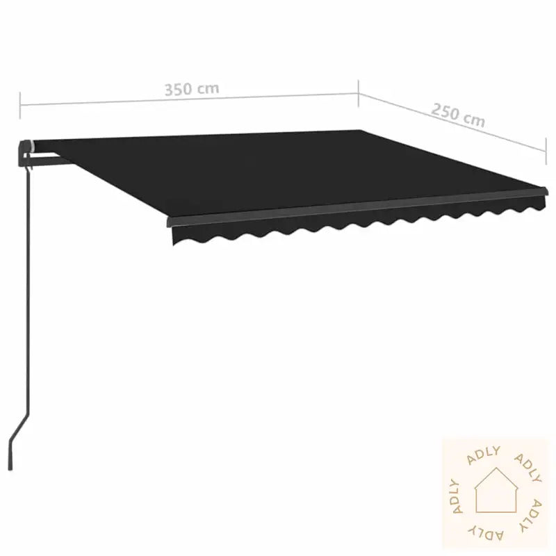 Manuell Uttrekkbar Markise Med Led 3,5X2,5 M Antrasitt