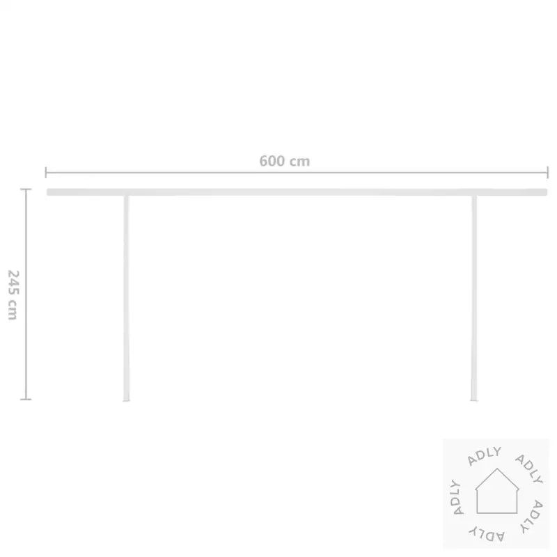 Manuell Uttrekkbar Markise Med Stolper 6X3 M Kremhvit