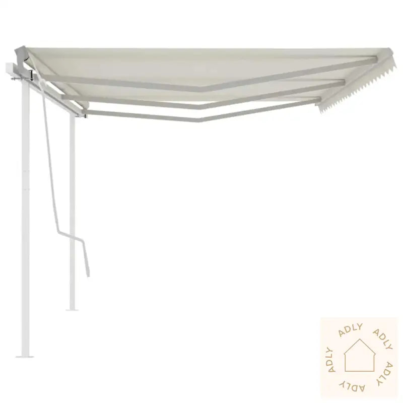 Manuell Uttrekkbar Markise Med Stolper 6X3 M Kremhvit