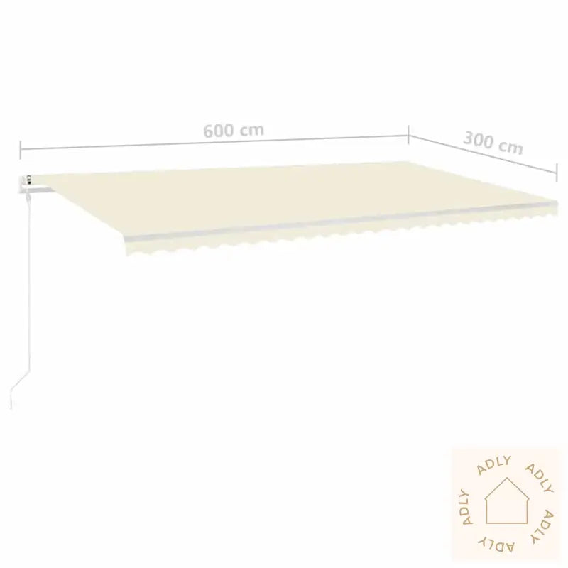 Manuell Uttrekkbar Markise Med Stolper 6X3 M Kremhvit