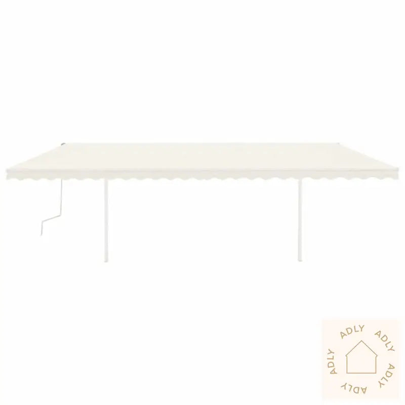 Manuell Uttrekkbar Markise Med Stolper 6X3 M Kremhvit