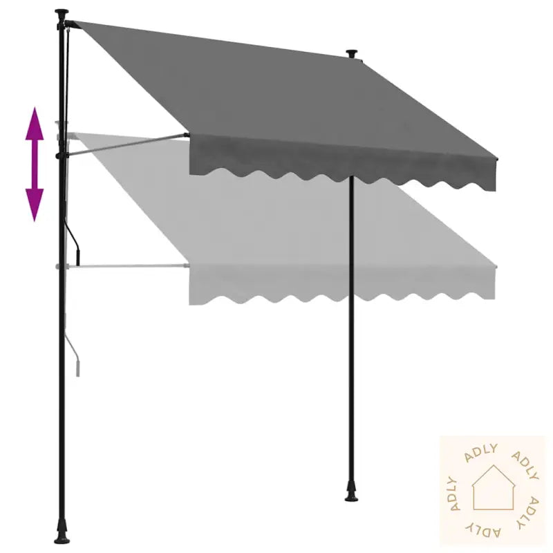 Uttrekkbar Markise Antrasitt 200X150 Cm Stoff Og Stål