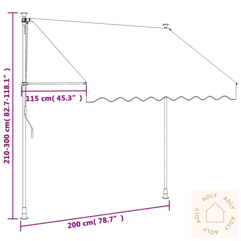 Uttrekkbar Markise Antrasitt 200X150 Cm Stoff Og Stål