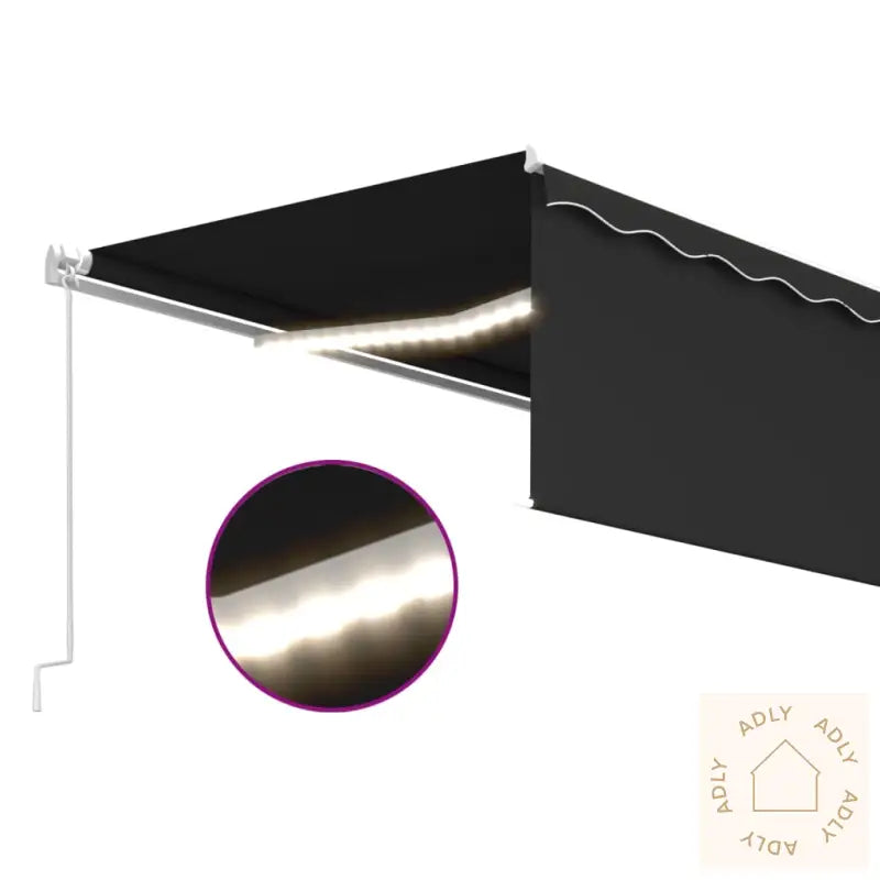 Manuell Uttrekkbar Markise Rullegardin Og Led 5X3 M Antrasitt