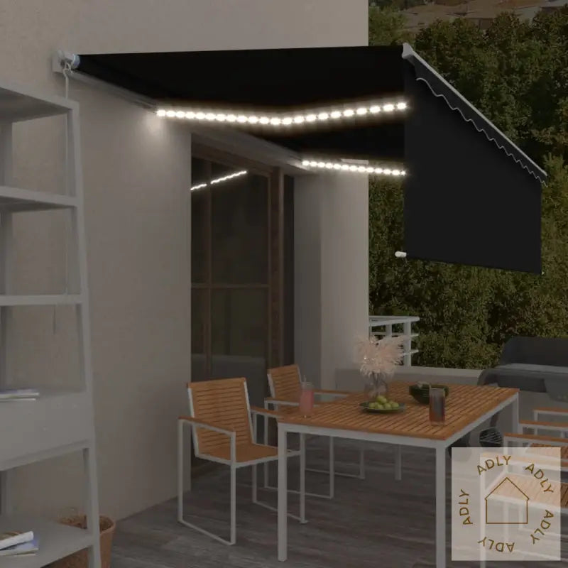 Manuell Uttrekkbar Markise Rullegardin Og Led 5X3 M Antrasitt