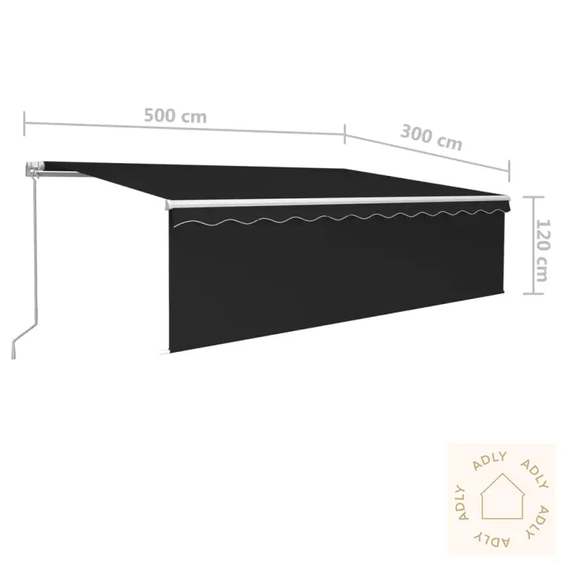 Manuell Uttrekkbar Markise Rullegardin Og Led 5X3 M Antrasitt