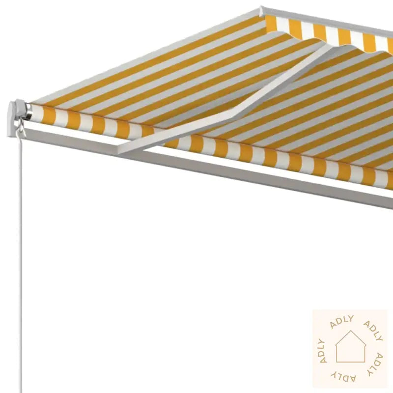 Manuell Uttrekkbar Markise 600X350 Cm Gul Og Hvit