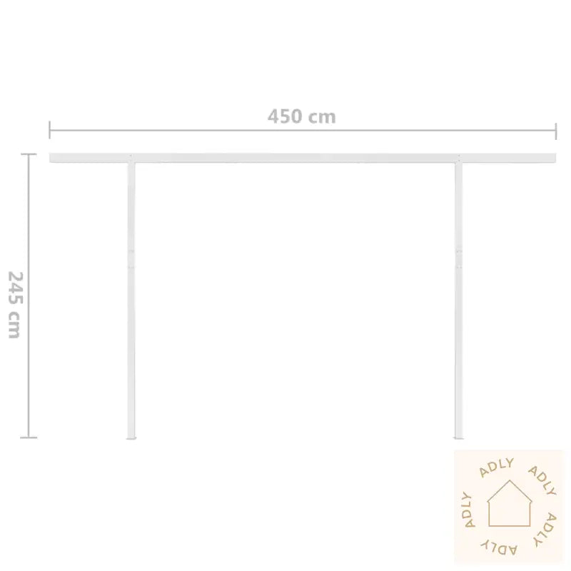 Manuell Uttrekkbar Markise Med Led 5X3,5 M Gul Og Hvit