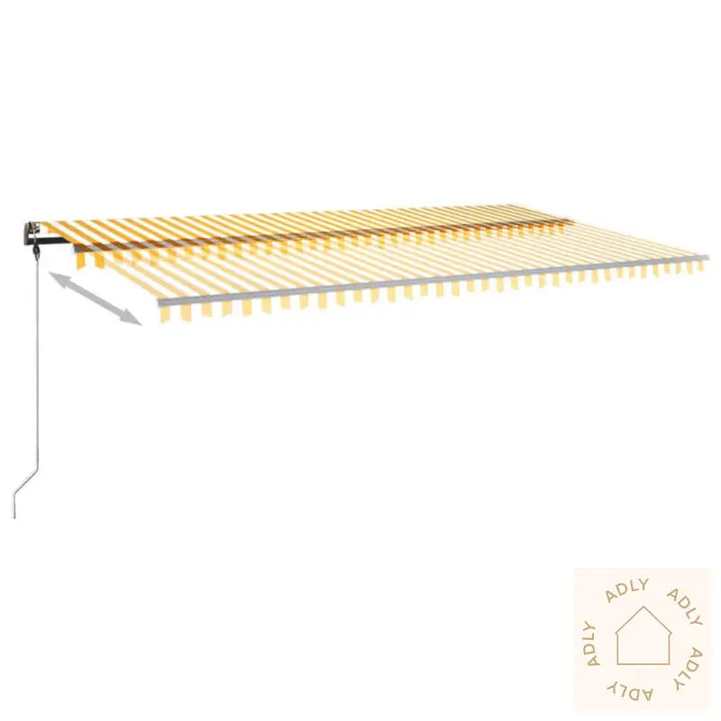 Manuell Uttrekkbar Markise Med Led 600X300 Cm Gul Og Hvit