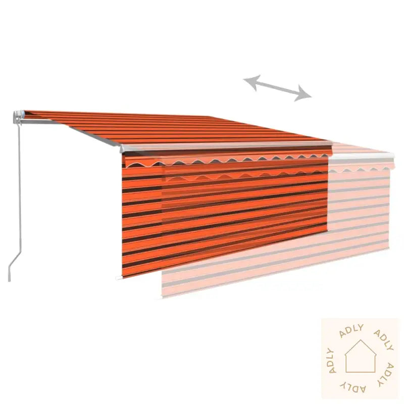 Manuell Uttrekkbar Markise Rullegardin&Led 3,5X2,5M Oransjebrun