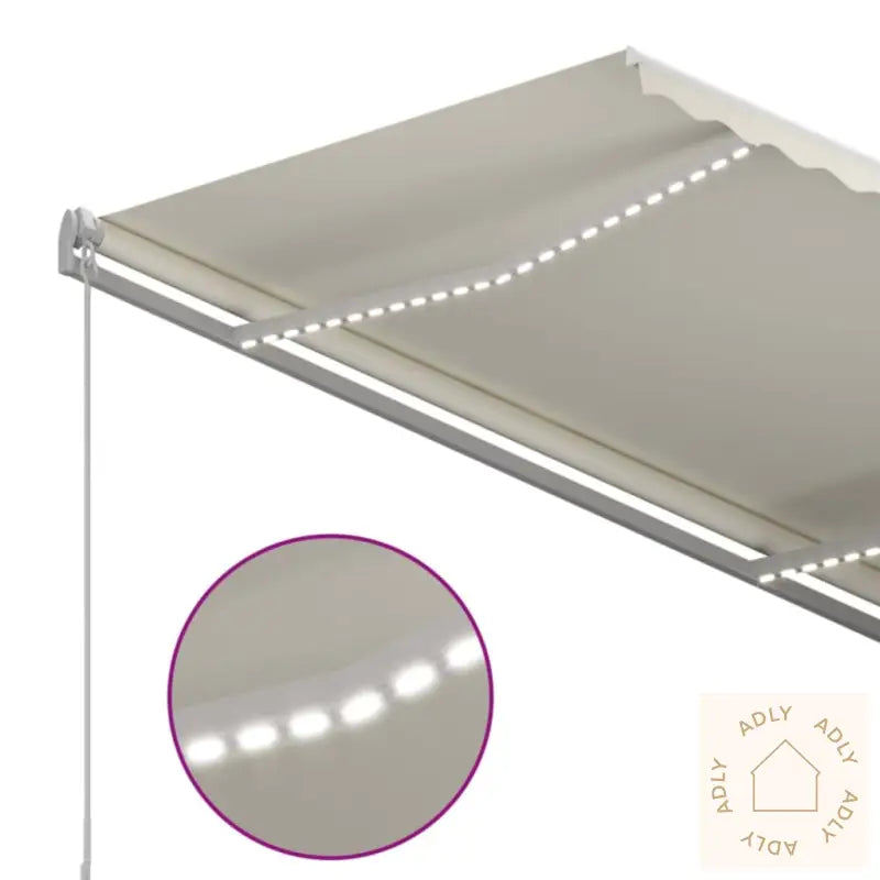 Manuell Uttrekkbar Markise Med Led 350X250 Cm Kremhvit