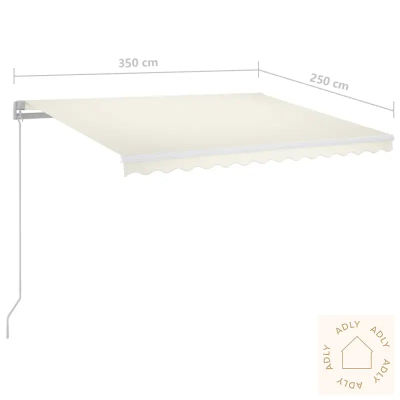 Manuell Uttrekkbar Markise Med Led 350X250 Cm Kremhvit