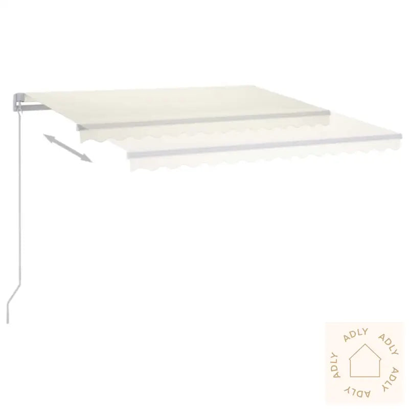 Manuell Uttrekkbar Markise Med Led 350X250 Cm Kremhvit