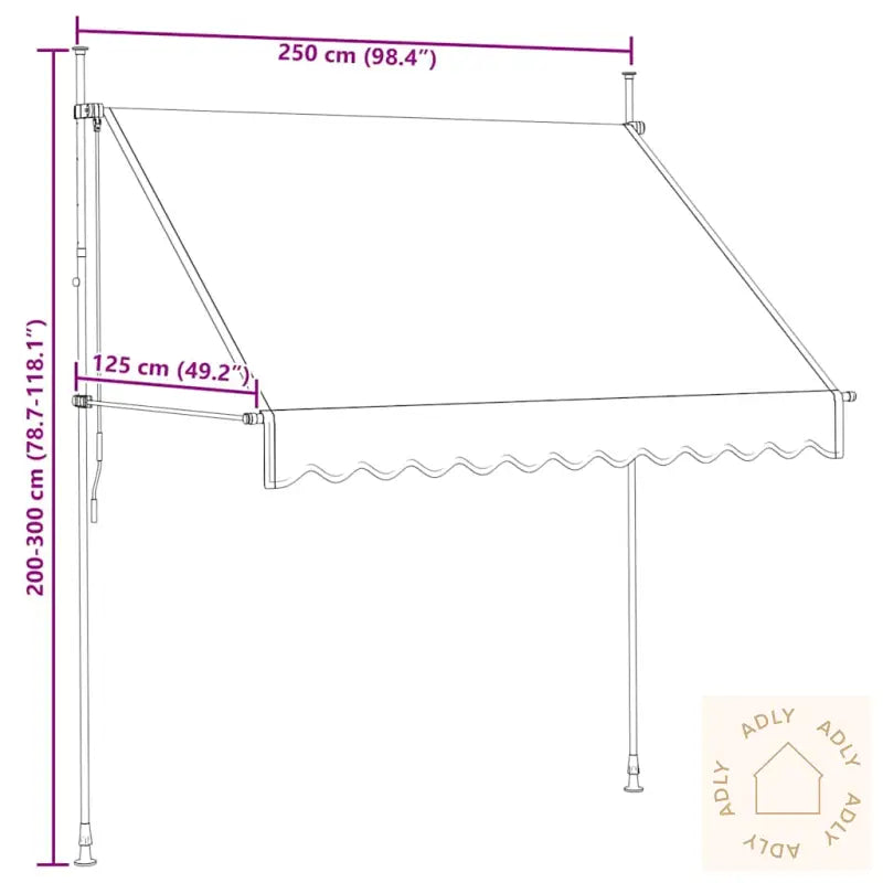Manuell Uttrekkbar Markise 250 Cm Blå Og Hvite Striper