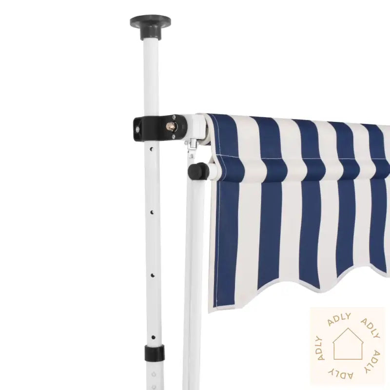 Manuell Uttrekkbar Markise 250 Cm Blå Og Hvite Striper
