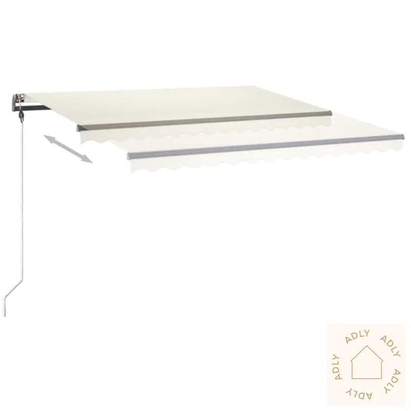 Manuell Uttrekkbar Markise Med Led 400X350 Cm Kremhvit