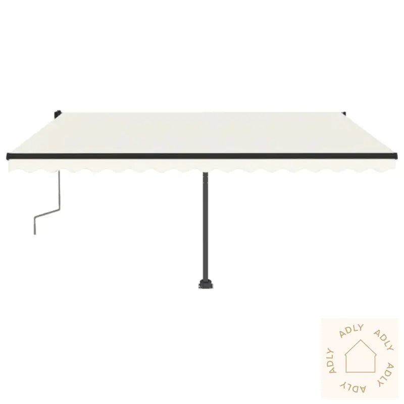 Manuell Uttrekkbar Markise Med Led 400X350 Cm Kremhvit