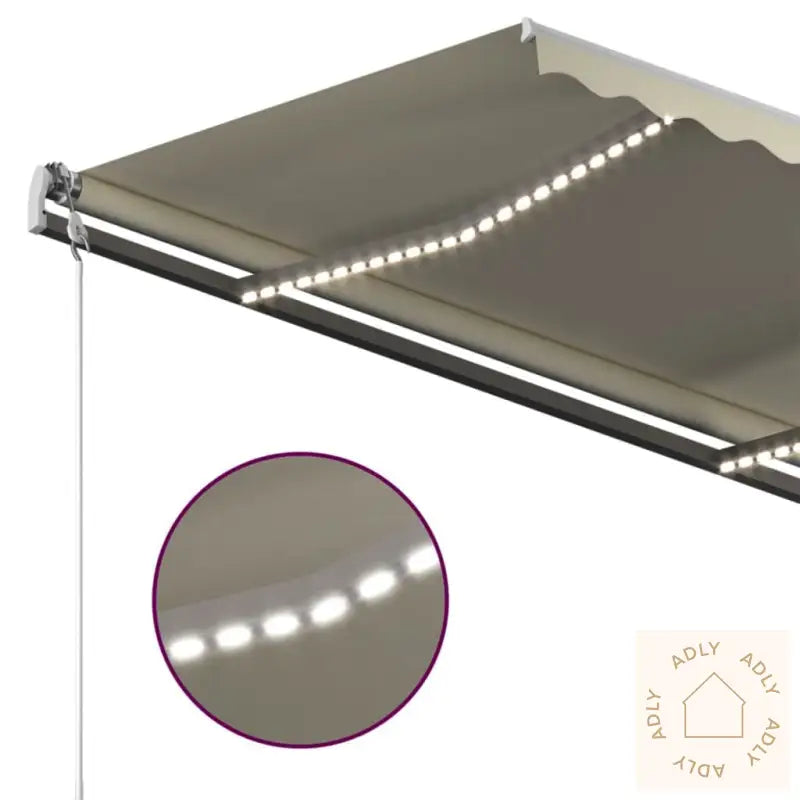 Manuell Uttrekkbar Markise Med Led 400X350 Cm Kremhvit