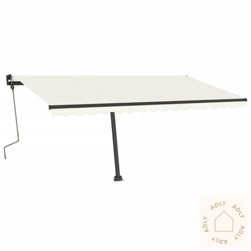 Manuell Uttrekkbar Markise Med Led 400X350 Cm Kremhvit