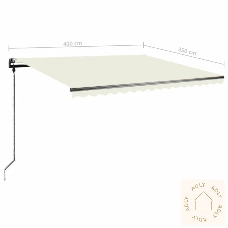 Manuell Uttrekkbar Markise Med Led 400X350 Cm Kremhvit