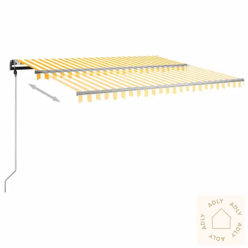 Frittstående Manuell Uttrekkbar Markise 450X350 Cm Gul/Hvit