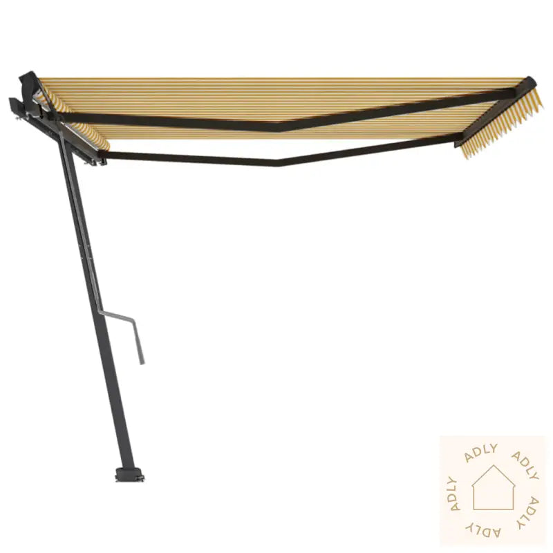 Frittstående Manuell Uttrekkbar Markise 450X350 Cm Gul/Hvit