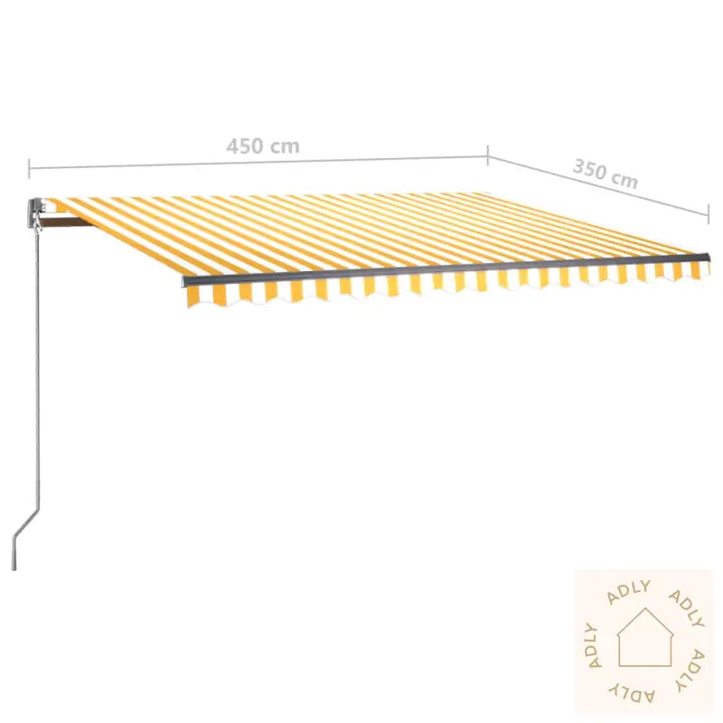 Frittstående Manuell Uttrekkbar Markise 450X350 Cm Gul/Hvit