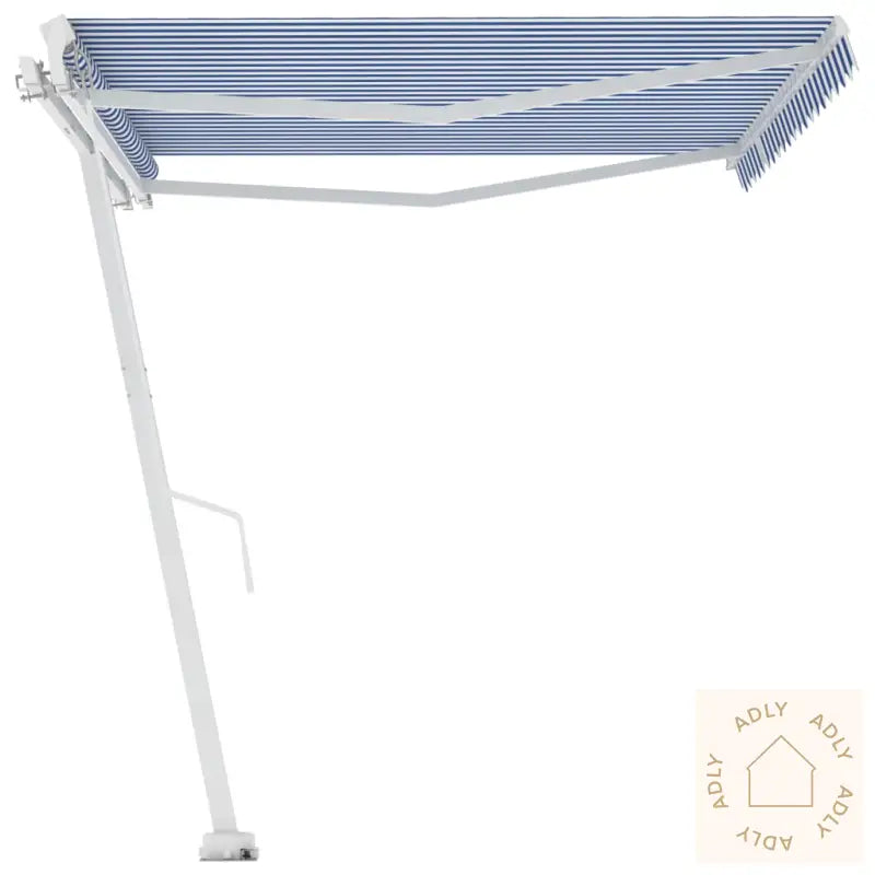 Frittstående Manuell Uttrekkbar Markise 450X300 Cm Blå/Hvit