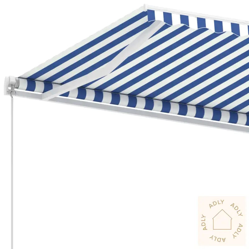 Frittstående Manuell Uttrekkbar Markise 450X300 Cm Blå/Hvit
