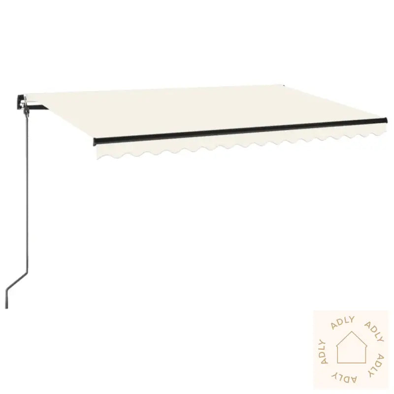 Manuell Uttrekkbar Markise Med Led 400X350 Cm Kremhvit