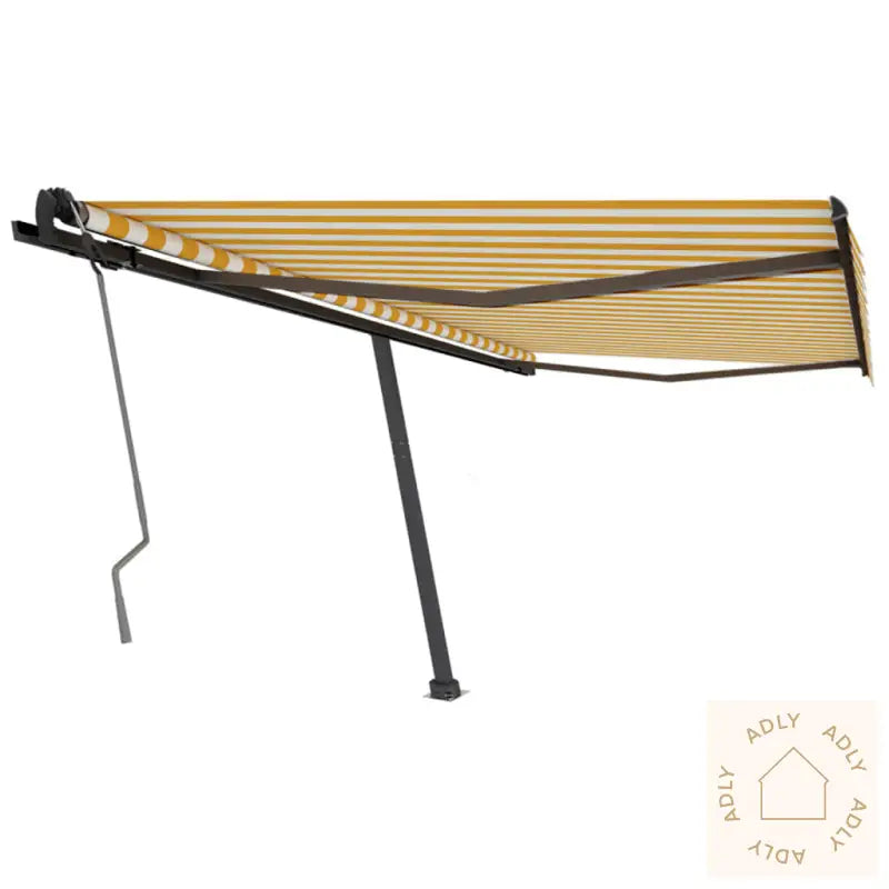 Frittstående Manuell Uttrekkbar Markise 400X350 Cm Gul/Hvit