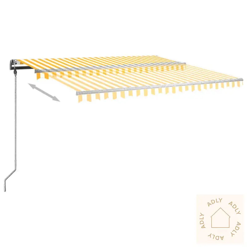 Frittstående Manuell Uttrekkbar Markise 400X350 Cm Gul/Hvit