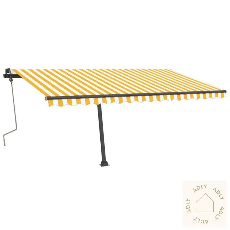 Frittstående Manuell Uttrekkbar Markise 400X350 Cm Gul/Hvit