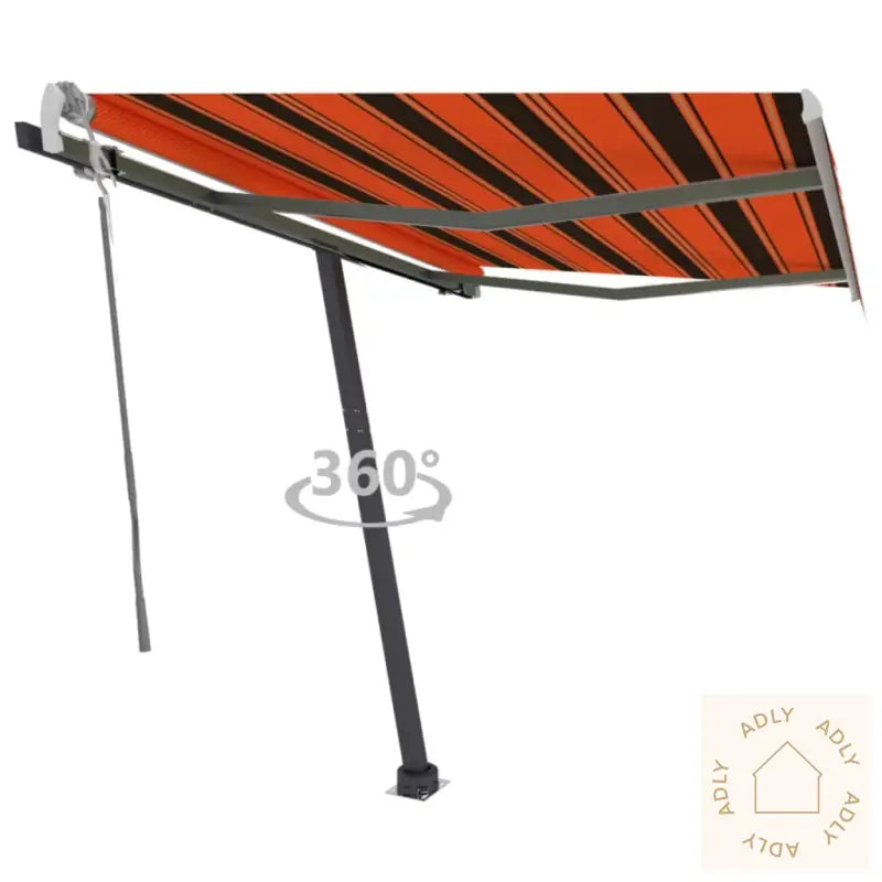 Frittstående Manuell Uttrekkbar Markise 350X250 Cm Oransje/Brun