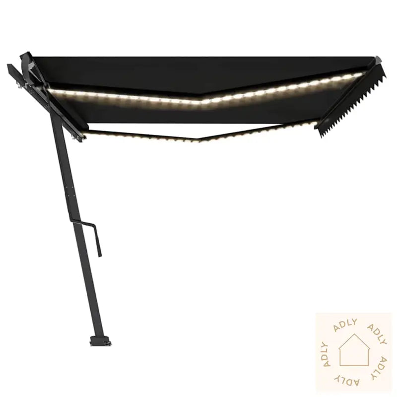 Manuell Uttrekkbar Markise Med Led 500X300 Cm Antrasitt