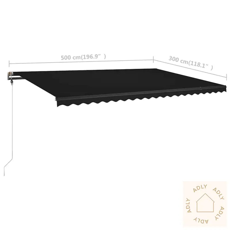 Manuell Uttrekkbar Markise Med Led 500X300 Cm Antrasitt