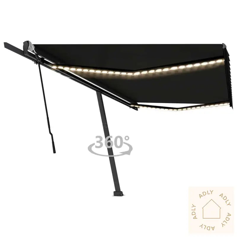 Manuell Uttrekkbar Markise Med Led 500X300 Cm Antrasitt